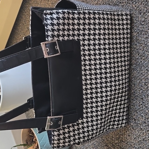 Ralph Lauren Houndstooth Fabric and Leather Tote Bag - Picture 5 of 7